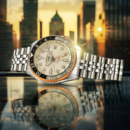 Seiko 5 GMT Sport Asia Exclusive Limited Edition Off White Dial Silver Steel Strap Watch for Men - SSK046K1